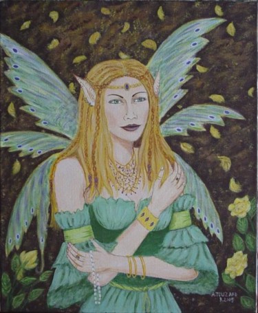 Peinture intitulée "La fée aux bijoux" par Anne Touzard, Œuvre d'art originale