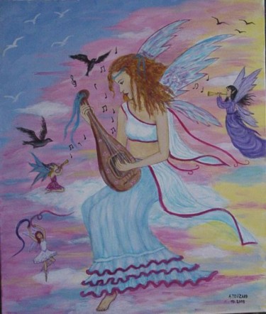 Peinture intitulée "La fée Mélodia" par Anne Touzard, Œuvre d'art originale