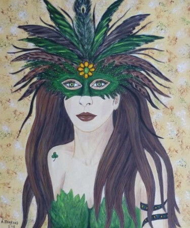 Peinture intitulée "La fée Mascarade" par Anne Touzard, Œuvre d'art originale