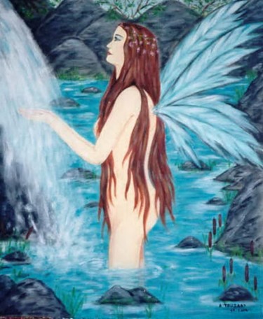 Peinture intitulée "La nymphe des eaux" par Anne Touzard, Œuvre d'art originale