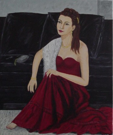 Painting titled "Femme assise" by Anne Touzard, Original Artwork