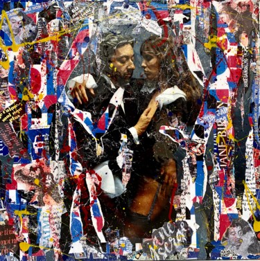 Collages titled "JANE & SERGE" by Anne Mondy, Original Artwork, Collages