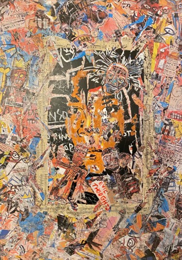 Κολάζ με τίτλο "BASQUIAT" από Anne Mondy, Αυθεντικά έργα τέχνης, Κολάζ