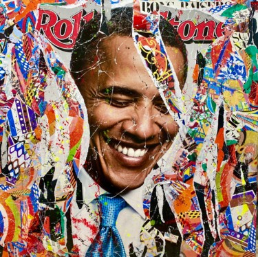 Colagens intitulada "BARACK" por Anne Mondy, Obras de arte originais, Colagens