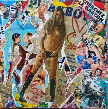 Collages intitulée "PLAYBB" par Anne Mondy, Œuvre d'art originale, Collages