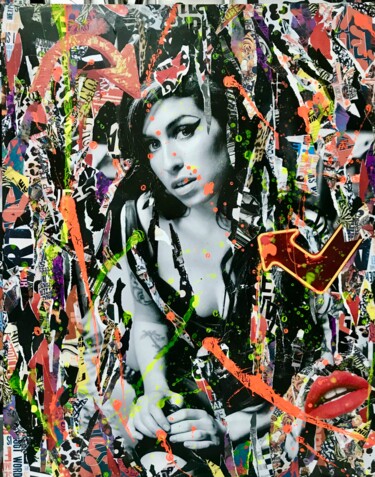 Collages titled "AMY WINEHOUSE" by Anne Mondy, Original Artwork, Collages