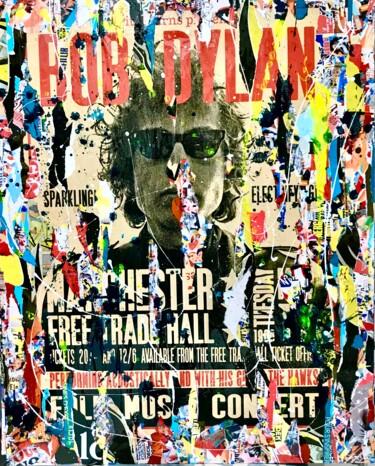 Collages titled "BOB DYLAN" by Anne Mondy, Original Artwork, Collages
