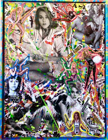 Collages intitulée "Jane Fonda" par Anne Mondy, Œuvre d'art originale, Collages