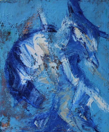 Painting titled "Bête bleue" by Anne Paul, Original Artwork, Oil