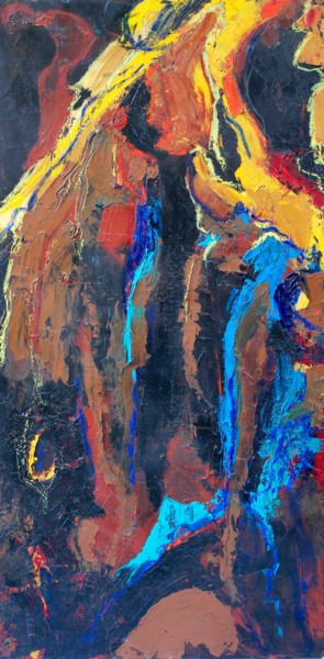 Peinture intitulée "Descente" par Anne Paul, Œuvre d'art originale, Huile
