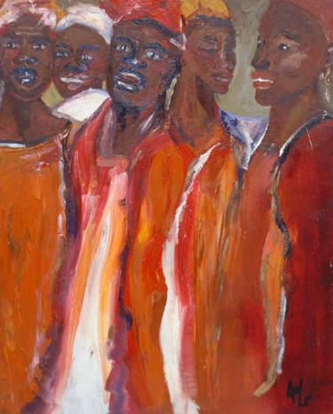 Peinture intitulée "groupe de femmes" par Anne Paul, Œuvre d'art originale