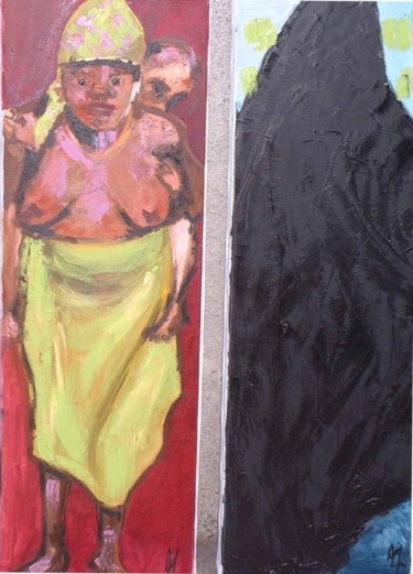 Peinture intitulée "deux africaines" par Anne Paul, Œuvre d'art originale