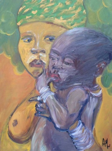 Peinture intitulée "femme et enfant" par Anne Paul, Œuvre d'art originale