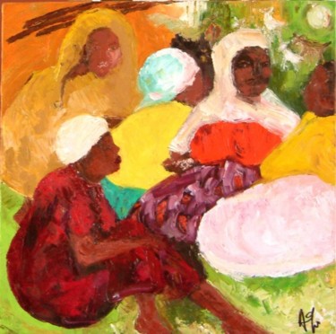 Peinture intitulée "femmes au voulé" par Anne Paul, Œuvre d'art originale