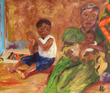 Peinture intitulée "devant le banga" par Anne Paul, Œuvre d'art originale