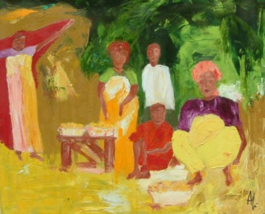 Peinture intitulée "marchandes de gatea…" par Anne Paul, Œuvre d'art originale, Huile