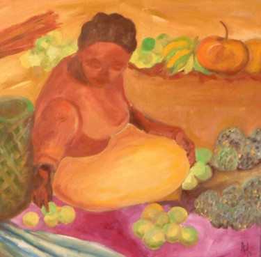 Peinture intitulée "pommes-cannelle" par Anne Paul, Œuvre d'art originale, Huile
