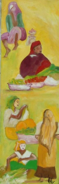 Peinture intitulée "marché" par Anne Paul, Œuvre d'art originale