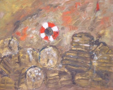 Painting titled "casiers et bouées" by Anne Paul, Original Artwork