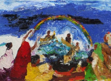 Peinture intitulée "tempête sur Anjouan" par Anne Paul, Œuvre d'art originale
