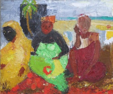Peinture intitulée "mahoraises-au retour" par Anne Paul, Œuvre d'art originale, Huile