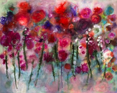 Malerei mit dem Titel "Blütenversammlung" von Anne Samson, Original-Kunstwerk, Acryl