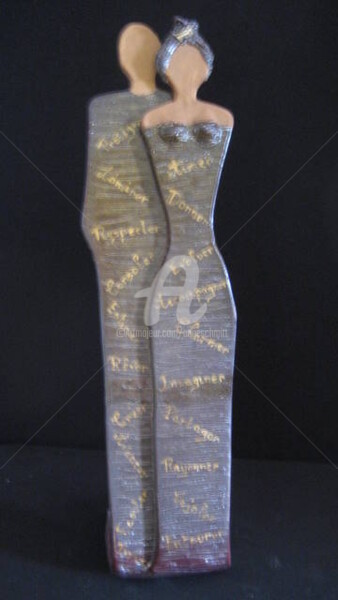 Sculpture titled "couple plat" by Noush, Original Artwork