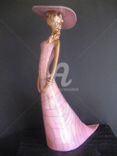 Sculpture intitulée "Elégante raku rose" par Noush, Œuvre d'art originale