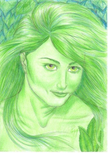 Dessin intitulée "Green" par Anne Ziller, Œuvre d'art originale, Autre