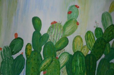 Painting titled "Paysage de cactus e…" by Anne So Hem, Original Artwork, Acrylic