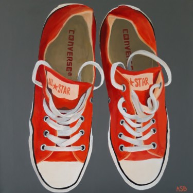 「Converses oranges」というタイトルの絵画 Anne-Sophie Beauによって, オリジナルのアートワーク, アクリル