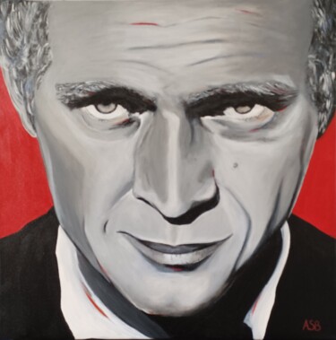 Painting titled "Steve MacQueen" by Anne-Sophie Beau, Original Artwork, Acrylic Mounted on Wood Stretcher frame