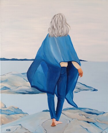 Painting titled "Contemplation" by Anne-Sophie Beau, Original Artwork, Acrylic Mounted on Wood Stretcher frame