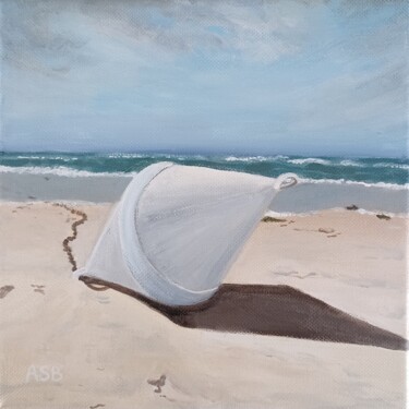 Painting titled "La bouée blanche" by Anne-Sophie Beau, Original Artwork, Acrylic Mounted on Wood Stretcher frame