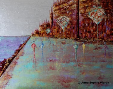 Painting titled "Insondable ...Thème…" by Anne Sophie Vieren, Original Artwork, Oil Mounted on Wood Stretcher frame