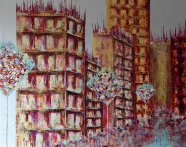 Painting titled "Civilisation ... Th…" by Anne Sophie Vieren, Original Artwork, Oil Mounted on Wood Stretcher frame