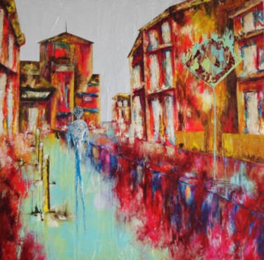 Seul ... Artiste peintre Nantes Painting titled "Seul ... Artiste p…" by Anne Sophie Vieren, Original Art, Oil Mounted on Stretcher frame