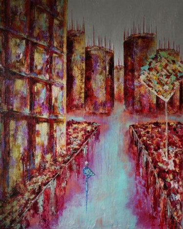 Painting titled "Labyrinthe ..." by Anne Sophie Vieren, Original Artwork, Oil Mounted on artwork_cat.