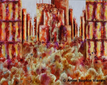 Painting titled "Bouillonnement ...…" by Anne Sophie Vieren, Original Artwork, Oil Mounted on Wood Stretcher frame