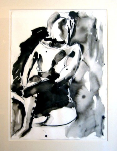 Drawing titled "Femme assise" by Anne Spicas, Original Artwork