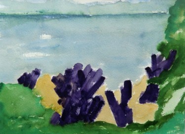 Painting titled "Paysage marin II" by Anne Spicas, Original Artwork