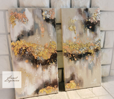 Картина под названием "Golden flax, abstra…" - Annet Loginova, Подлинное произведение искусства, Акрил