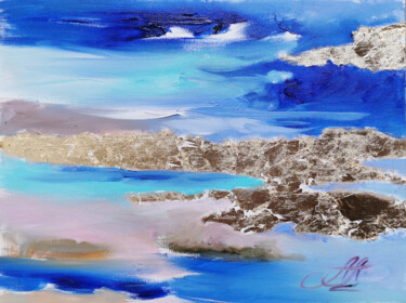 Painting titled "Blue art, Landscape…" by Annet Loginova, Original Artwork, Oil