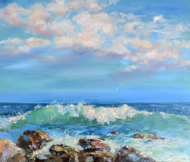 Schilderij getiteld "Sea painting, seasc…" door Annet Loginova, Origineel Kunstwerk, Olie