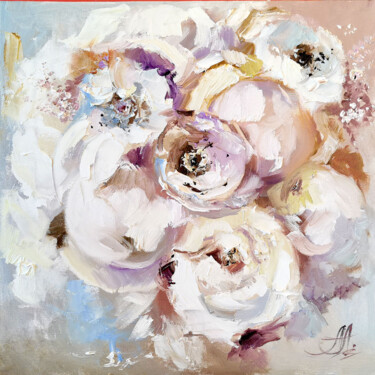 Картина под названием "Peonies flowers pai…" - Annet Loginova, Подлинное произведение искусства, Масло