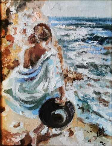 Malerei mit dem Titel "Girl Painting Calif…" von Annet Loginova, Original-Kunstwerk, Öl