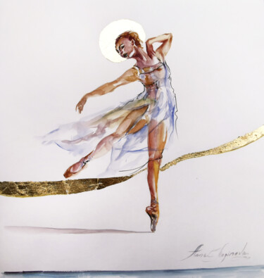 Painting titled "BALLET ART, BALLERI…" by Annet Loginova, Original Artwork, Watercolor