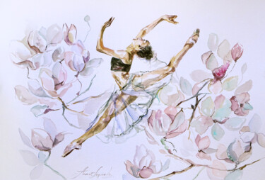图画 标题为“Ballet dancer water…” 由Annet Loginova, 原创艺术品, 水彩