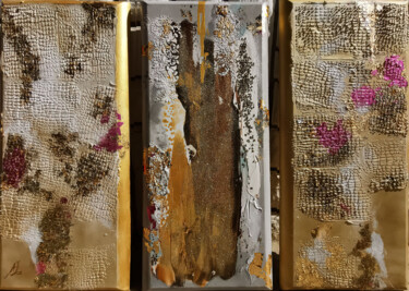Painting titled "Shining gold leaf m…" by Annet Loginova, Original Artwork, Acrylic Mounted on Wood Stretcher frame