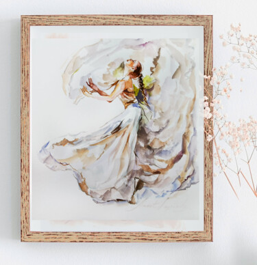 Painting titled "Ballerina wall art,…" by Annet Loginova, Original Artwork, Paper Mounted on Cardboard